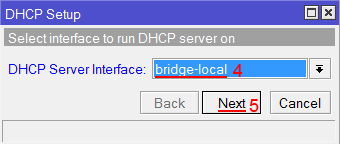 Выбор интерфейса DHCP сервера MikroTik