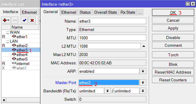 Настройка портов MikroTik в свитч