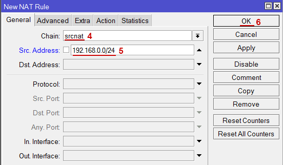 Настройка VLAN srcnat