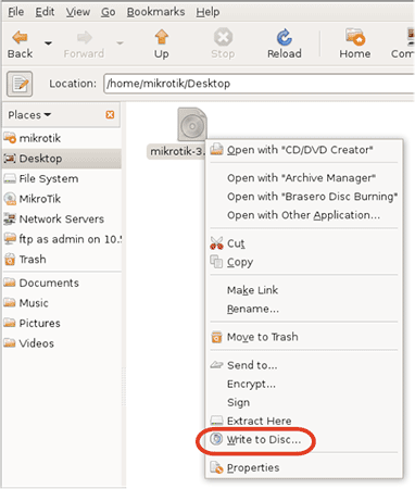 Записать ISO образ MikroTik RouterOS