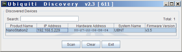 Ubiquiti Discovery Tool