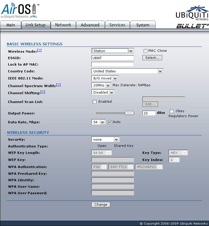 Ubiquiti Bullet2 Link Setup Station mode