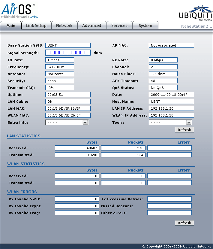 Ubiquiti Nanostation2 Loco Main page