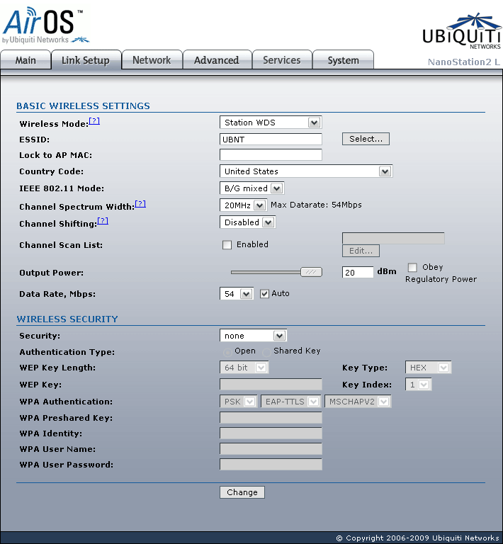 Ubiquiti Nanostation2 Loco Link Setup Station WDS mode