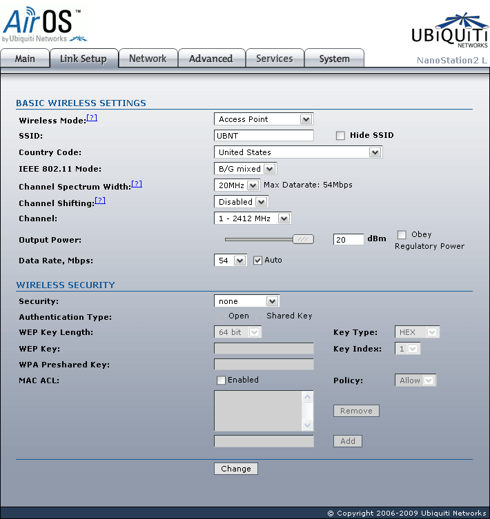 Ubiquiti Nanostation2 Loco Link Setup Access Point mode