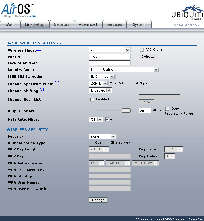 Ubiquiti Nanostation2 Loco Link Setup Station mode