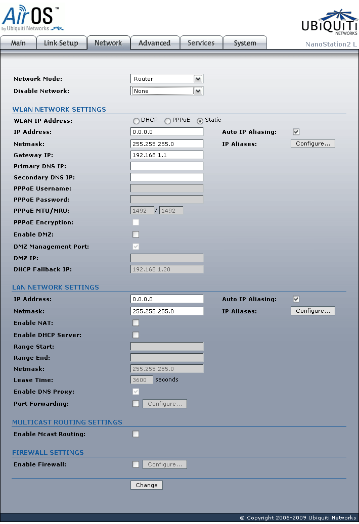 Ubiquiti Nanostation2 Loco Network Router mode