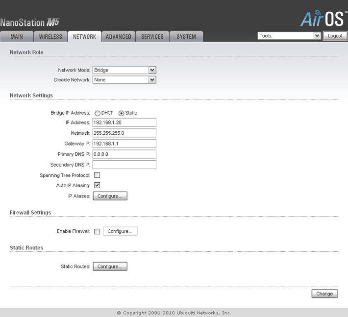 Ubiquiti Nanostation M5 Network Bridge mode