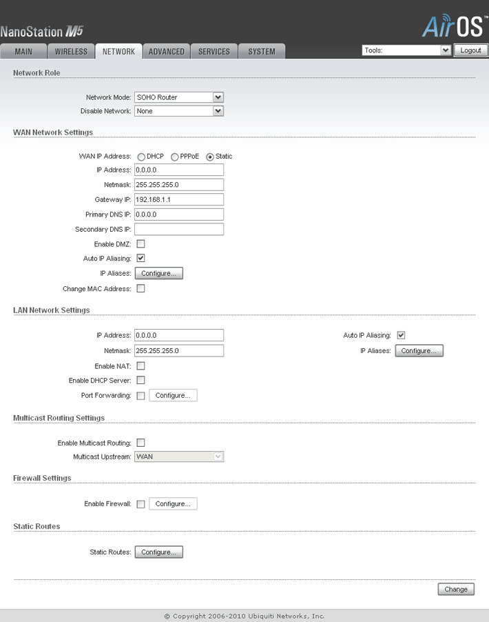 Ubiquiti Nanostation M5 Network SOHO Router mode