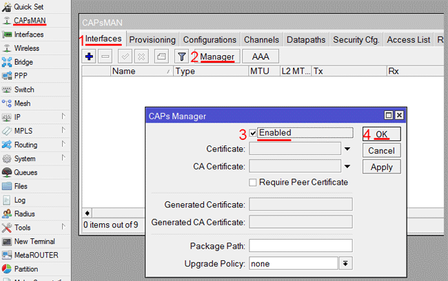 Активация MikroTik CAPsMAN