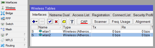 CAP настройка Wi-Fi интерфейсов