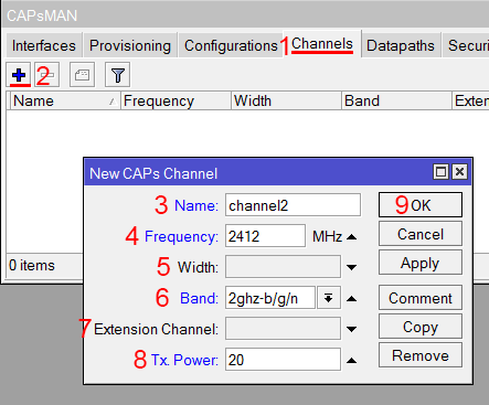 Настройка канала 2,4ГГц в MikroTik CAPsMAN