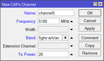 Настройка канала 5ГГц в MikroTik CAPsMAN