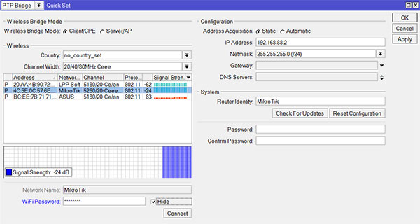 Настройка клиента MikroTik SXT 5 ac