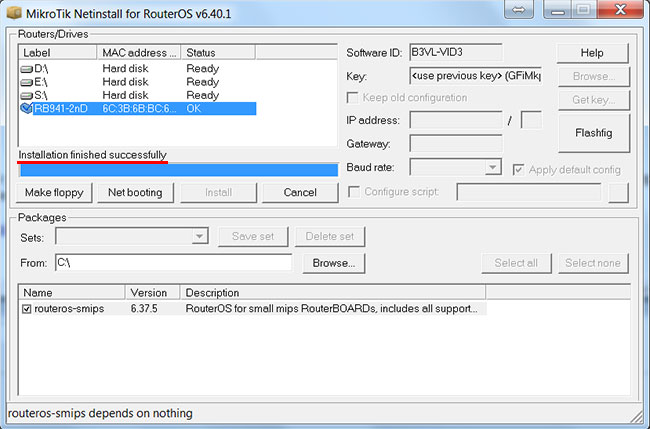    MikroTik    Netinstall