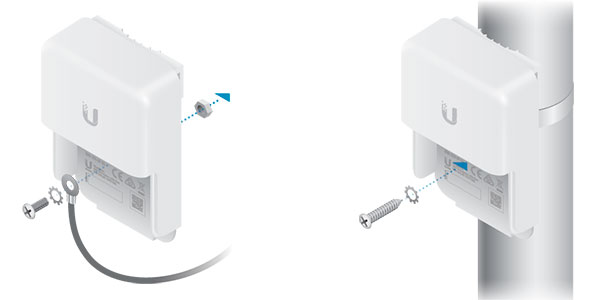 Подключение заземления к грозозащите Ubiquiti Ethernet Surge Protector Gen2 (модель ETH-SP-G2)