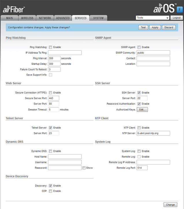  Services  Ubiquiti AirFiber