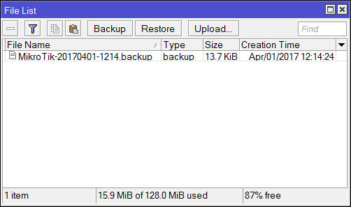 Файл с бэкапом настроек MikroTik