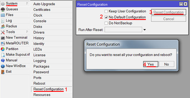 Сброс настроек MikroTik