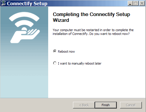 Connectify - Finish and Reboot