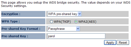 Настройка шифрования WDS