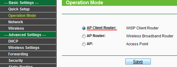 Режим Client Router Mode
