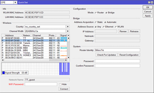  QuickSet    Wi-Fi  MikroTik   