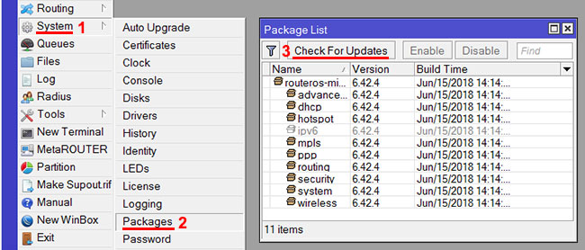   MikroTik RouterOS   System - Packages