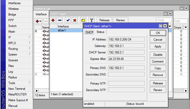 Status DHCP MikroTik