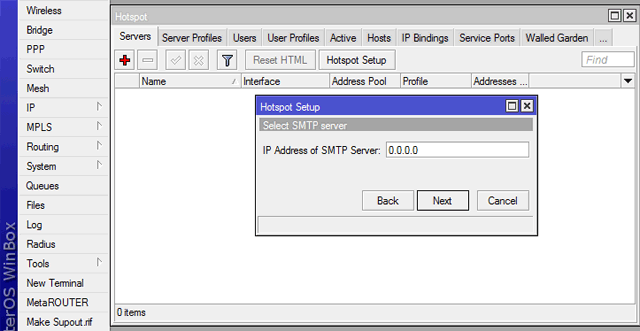 SMTP  MikroTik HotSpot