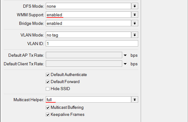  MikroTik WMM Support  Multicast Helper