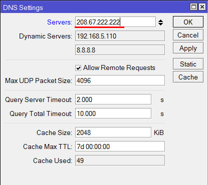   OpenDNS   MikroTik