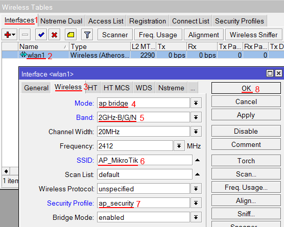 настройка беспроводной точки доступа mikrotik
