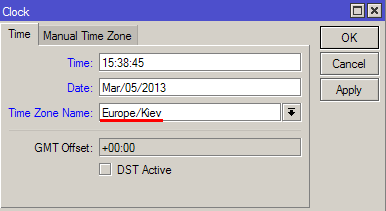 Временная зона MikroTik