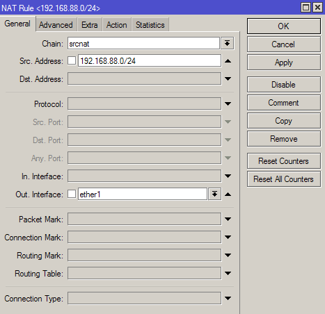 Параметры NAT MikroTik