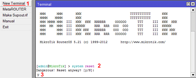 Сброс конфигурации MikroTik