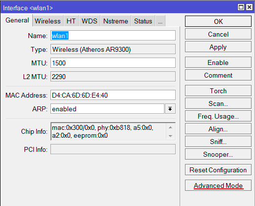 MikroTik Advanced Mode