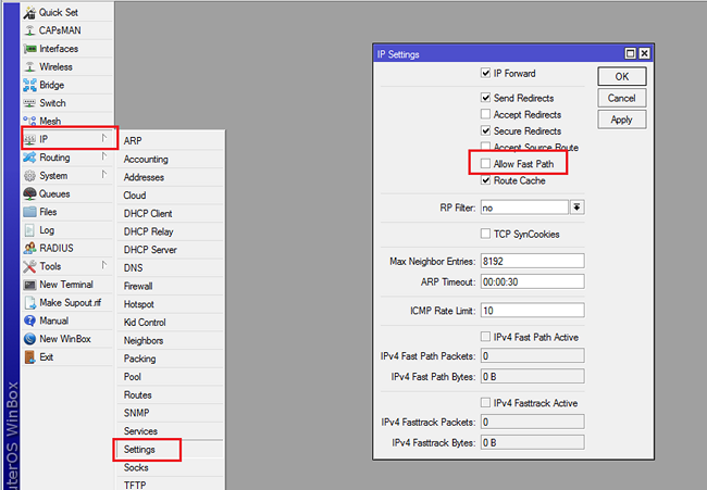 Mikrotik  Fats Path  IP setting