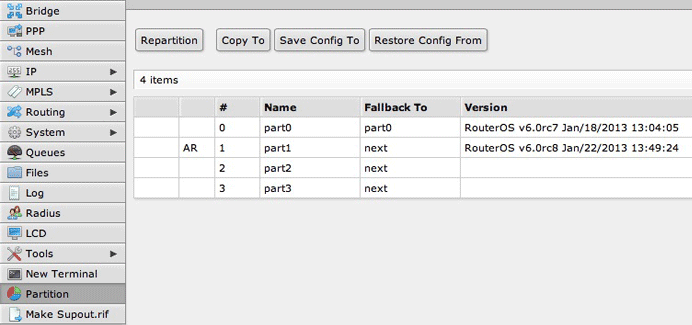 Partitioning winbox