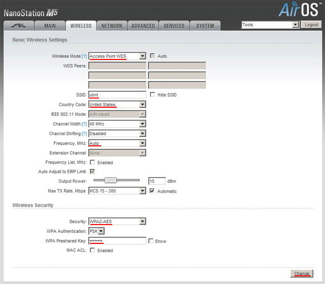 Настройка точки доступа Ubiquiti в режиме Access Point WDS Ubiquiti